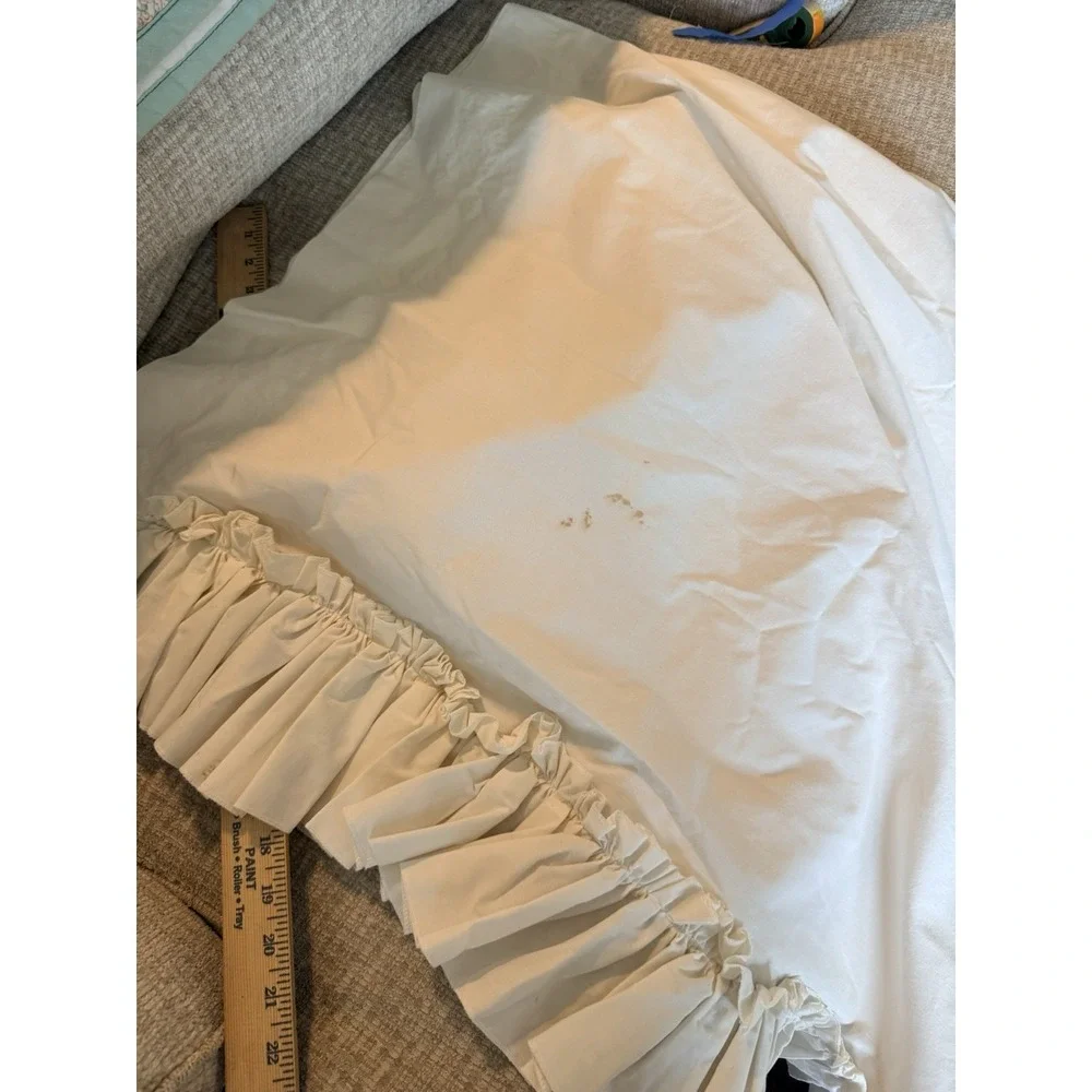 PAIR (2 PANELS) Off White Curtains Ruffle Edge 84